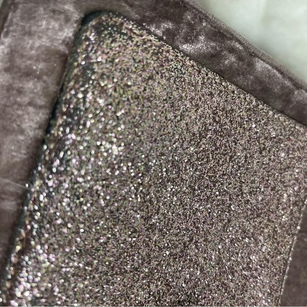 Aldo rose gold glitter &light brown velvet satchel/shoulder bag gold tone accent